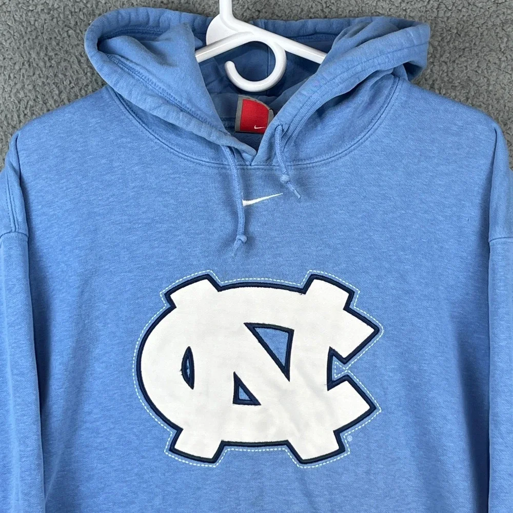 Nike Team North Carolina Tar Heels Hoodie Blue Vintage NC Logo Mens Large